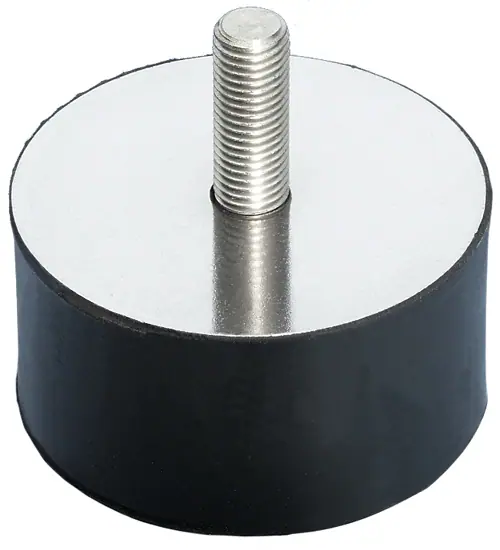 Gummi-Edelstahl-Puffer Typ-2 (B), einseitiger Gewindebolzen & einseitiges Innengewinde.