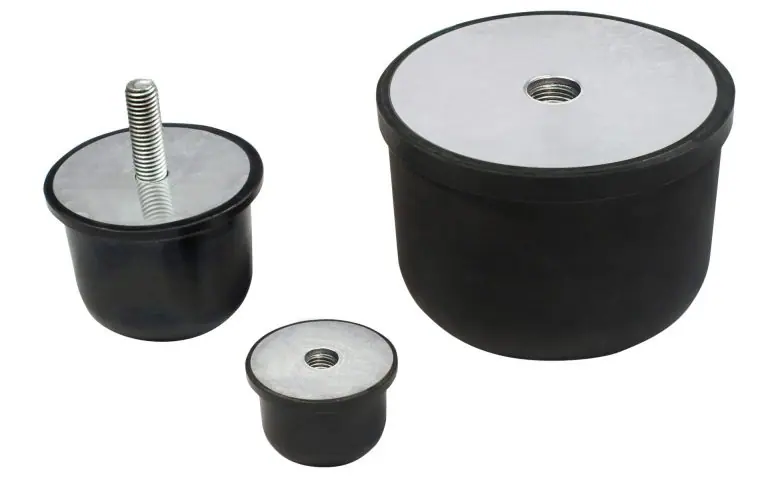 Abbildung verschiedener Gummi-Metall-Anschlagpuffer ANC (KE) von Silverflex.